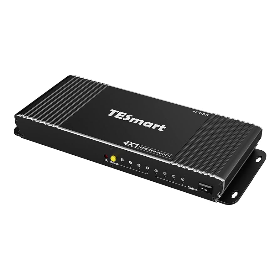 TESmart HDMI KVM Switch 4 Computers 1 Monitor UHD 4K 60Hz, 4